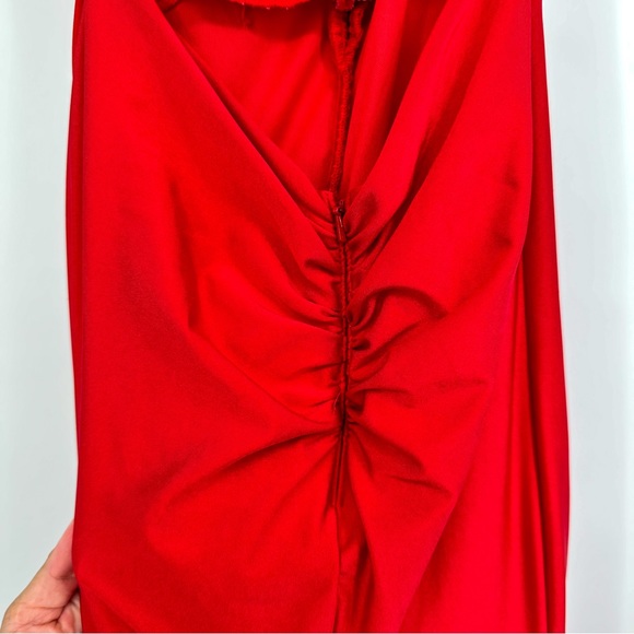 La Femme Red Sweetheart Chiffon Maxi Dress Trumpet Gown Size 00 - Picture 4 of 7